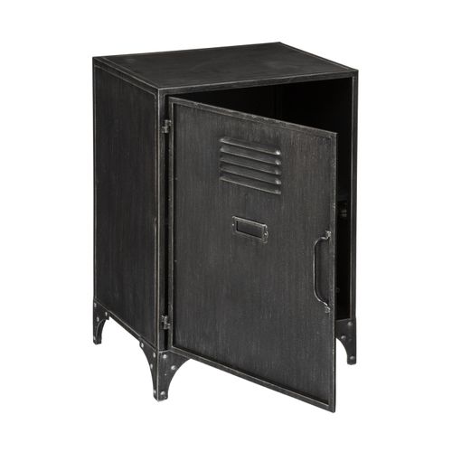 Table D'appoint Table De Chevet 1 Porte Et 1 Étagère En Métal Noir Industriel H 58.3 Cm