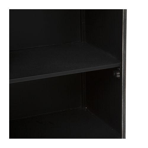 Table D'appoint Table De Chevet 1 Porte Et 1 Étagère En Métal Noir Industriel H 58.3 Cm