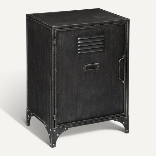 Table D'appoint Table De Chevet 1 Porte Et 1 Étagère En Métal Noir Industriel H 58.3 Cm