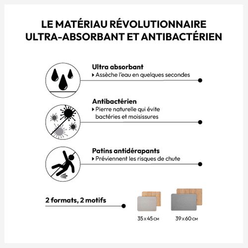 Tapis salle de bain 39x60 cm DIATO Gris