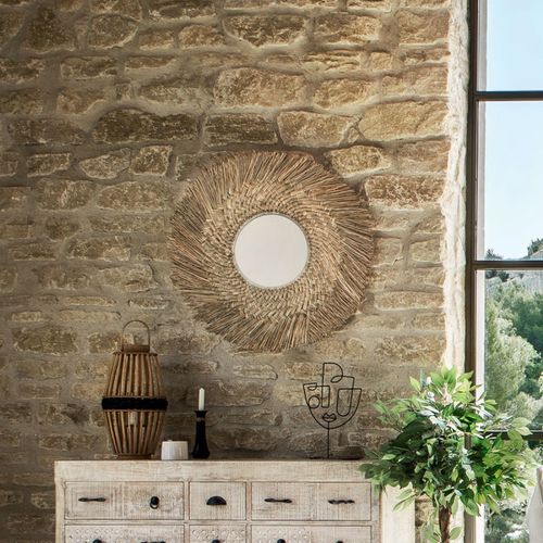Grand Miroir Mural En Roseau D 80 Cm