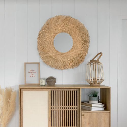 Grand Miroir Mural En Roseau D 80 Cm