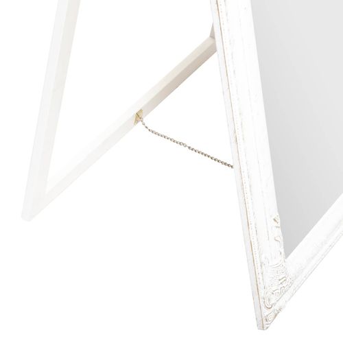 Miroir Sur Pied En Bois Finition Blanchie Et Vieillie H 172 Cm