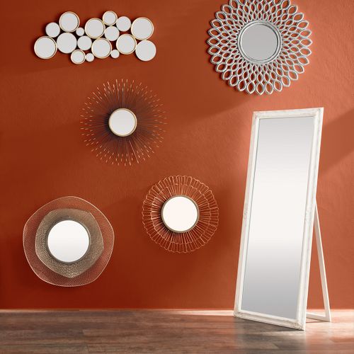 Miroir Sur Pied En Bois Finition Blanchie Et Vieillie H 172 Cm