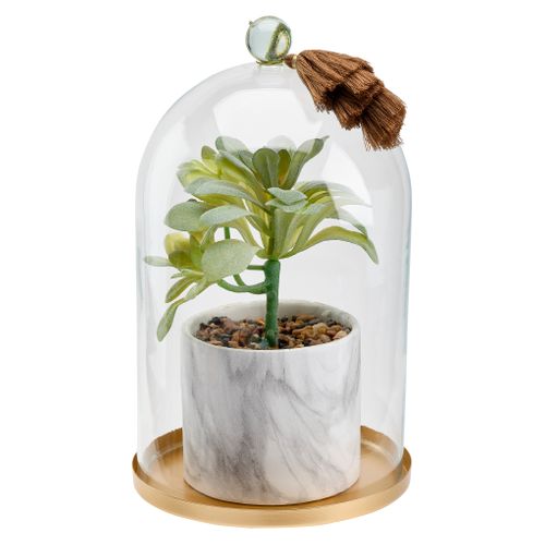 Cloche plante artif H. 25 cm UTANO Multicouleur vue 3/4