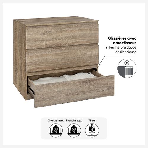 Commode De Chambre 3 Tiroirs - Bois