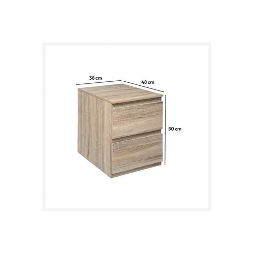 Meuble D'appoint 2 Tiroirs Coloris Bois Naturel H 50 Cm