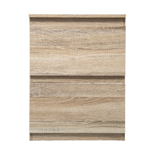 Meuble D'appoint 2 Tiroirs Coloris Bois Naturel H 50 Cm