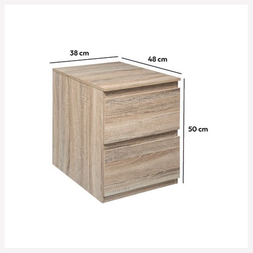 Meuble D'appoint 2 Tiroirs Coloris Bois Naturel H 50 Cm