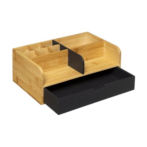 Organiseur Rangement Maquillage Compartimenté En Bambou 1 Tiroir Noir Charbon