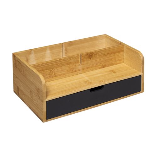 Organiseur Rangement Maquillage Compartimenté En Bambou 1 Tiroir Noir Charbon