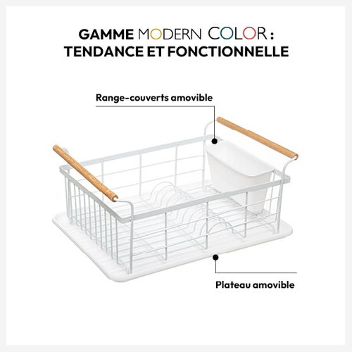 Egouttoir 1 Niveau En Métal Et Polypropylène - Blanc