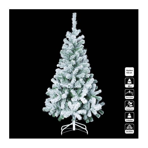 Sapin De Noël Artificiel Vert Floqué Enneigé H 150 Cm