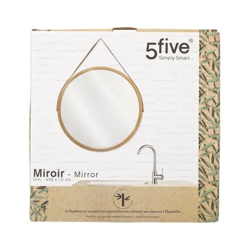 Miroir Mural En Bambou D 38 Cm