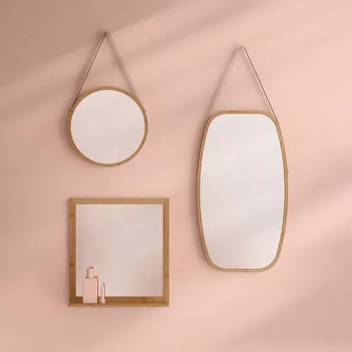 Miroir Mural En Bambou D 38 Cm