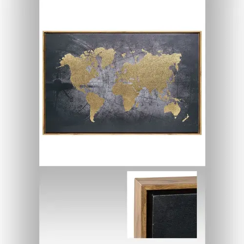 Tableau Toile Murale Encadrée Imprimée Carte Du Monde 88 X 58 Cm