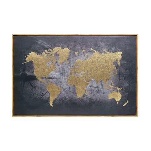 Tableau Toile Murale Encadrée Imprimée Carte Du Monde 88 X 58 Cm