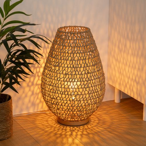Lampe à Poser En Métal Et Socle En Bois H 55 Cm