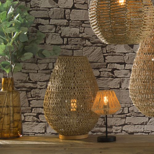 Lampe à Poser En Métal Et Socle En Bois H 55 Cm