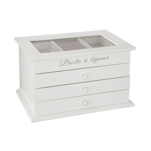 Boîte à Bijoux Blanche Avec 3 Tiroirs 25 X 17 Cm