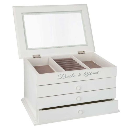 Boîte à Bijoux Blanche Avec 3 Tiroirs 25 X 17 Cm