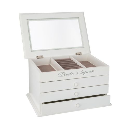 Boîte à Bijoux Blanche Avec 3 Tiroirs 25 X 17 Cm