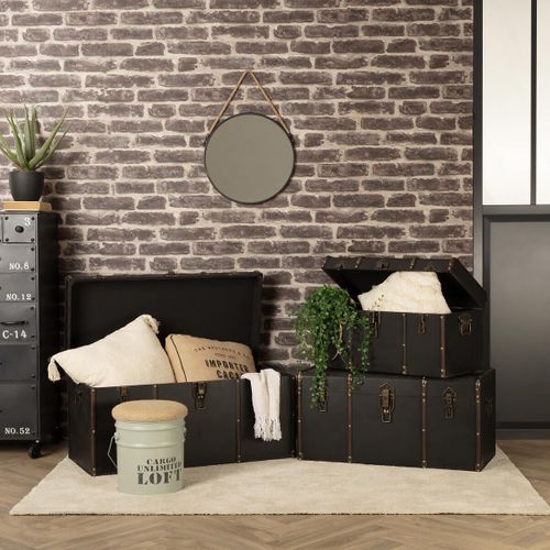 Miroir Rond En Métal Noir Avec Corde D 55 Cm