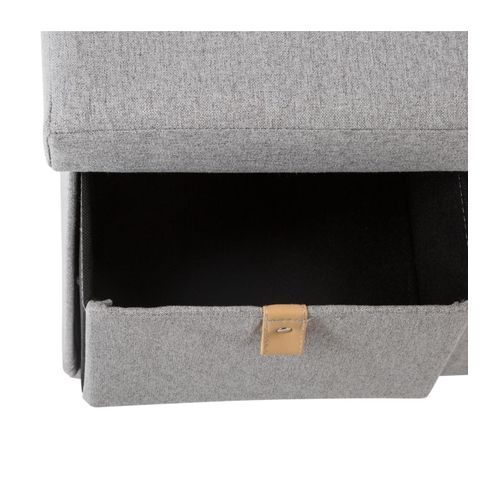 Pouf Pliant Double Avec 6 Tiroirs Coloris Gris Suède 76.5 X H 38 Cm