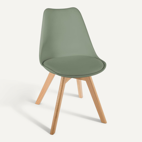 Chaise De Table Assise Kaki Et Pieds En Bois De Hêtre