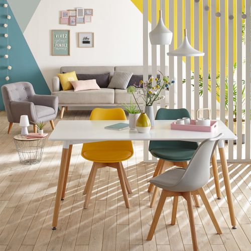 Chaise De Table Assise Kaki Et Pieds En Bois De Hêtre