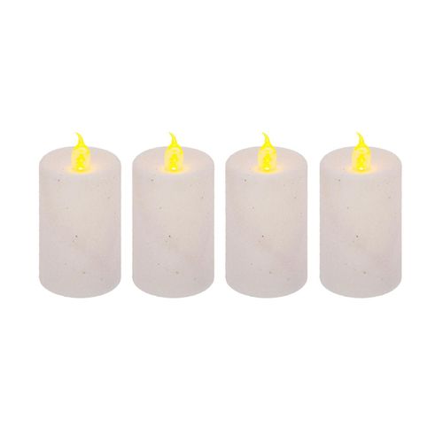Lot De 4 Bougies Lumineuses Blanc Pailleté H 7.5 Cm
