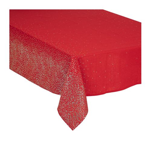 Nappe De Fêtes En Coton Et Polyester Rouge Imprimé Léopard Argenté 140 X 240 Cm