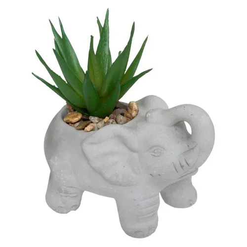 Plante Grasse Artificielle Dans Pot En Ciment Éléphant H 10 Cm