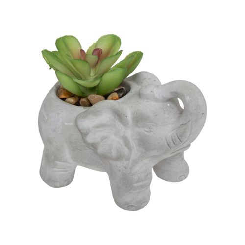Plante Grasse Artificielle Dans Pot En Ciment Éléphant H 10 Cm