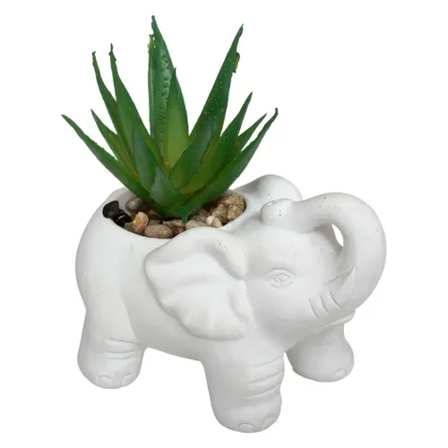 Plante Grasse Artificielle Dans Pot En Ciment Éléphant H 10 Cm