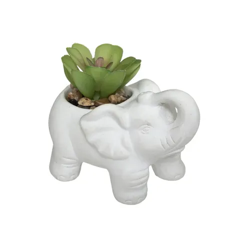 Plante Grasse Artificielle Dans Pot En Ciment Éléphant H 10 Cm