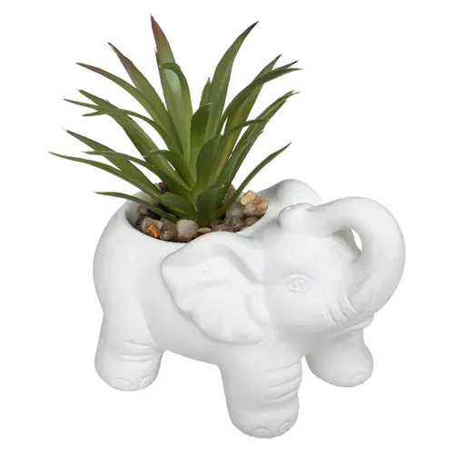 Plante Grasse Artificielle Dans Pot En Ciment Éléphant H 10 Cm
