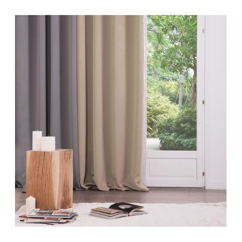 Rideau à Oeillets Occultant Beige Lin 140 X 260 Cm