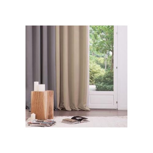 Rideau à Oeillets Occultant Beige Lin 140 X 260 Cm