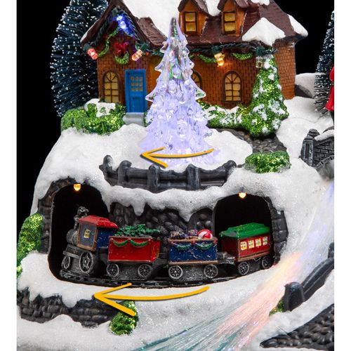Village De Noël Lumineux Et Animé En Fibre Optique Avec Train