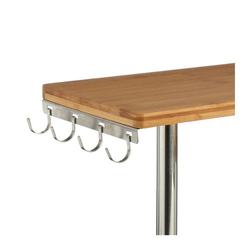 Étagère D'angle 3 Niveaux En Bambou Et Acier Inoxydable