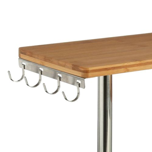 Étagère D'angle 3 Niveaux En Bambou Et Acier Inoxydable