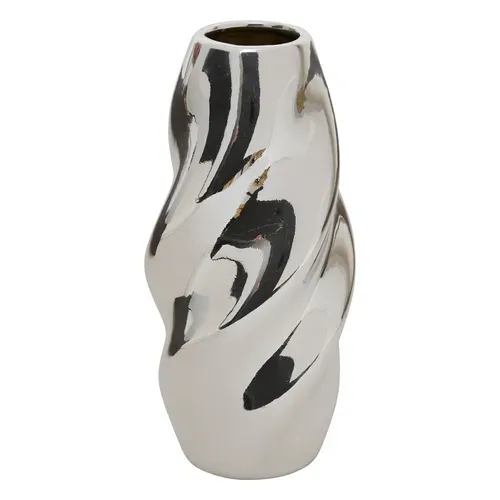 Vase torsadé H. 21,5 cm SKY Argenté vue de face
