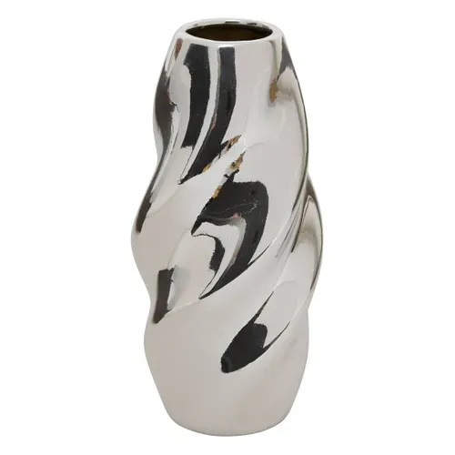 Vase torsadé H. 21,5 cm SKY Argenté vue 3/4