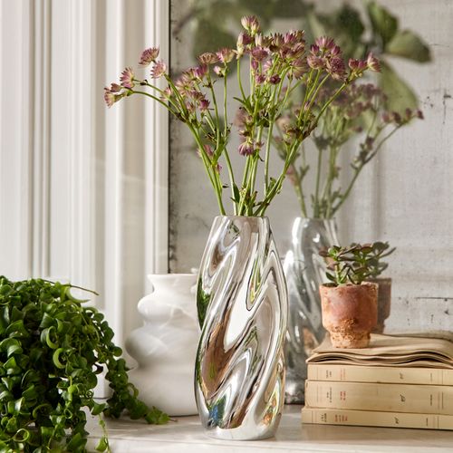 Vase torsadé H. 28,5 cm SKY Argenté