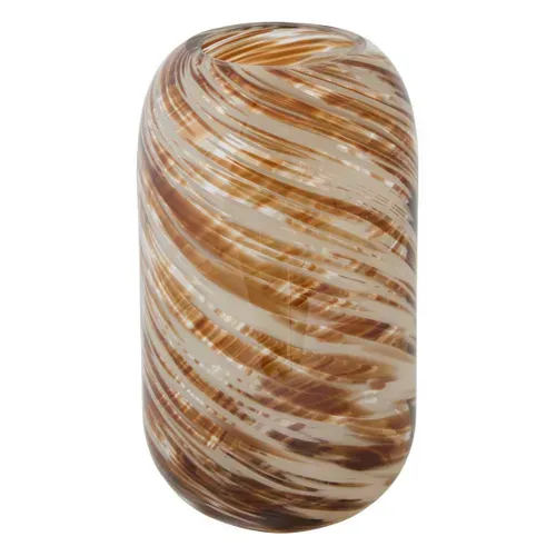 Vase imprimé torsadé H. 26 cm ARVO Marron et blanc vue 3/4