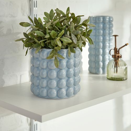 Cache-pot boules D. 16 cm SKY Blanc ou bleu ciel vue d'ambiance 1