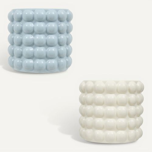 Cache-pot boules D. 16 cm SKY Blanc ou bleu ciel vue de face