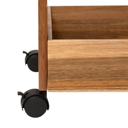 Desserte 3 Niveaux Sur Roulettes Acacia Mdf