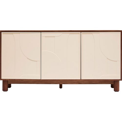 Buffet 3 portes JILANI Imitation noyer / Beige